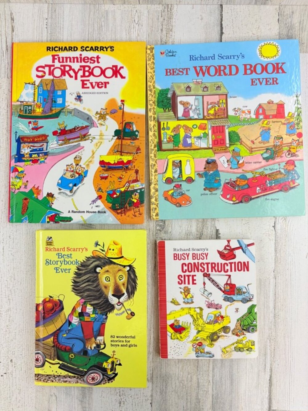 Lot of 4 Richard Scarry Books Best Word Book Ever Funniest Storybook Hardcover